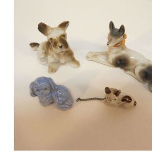 Vtg Ceramic Dog Figurines Japan Scottie Pekinese Lot of 4